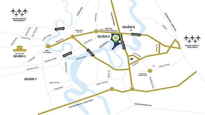 Vị trí Nhà phố biệt thự Palm Marina Novaland quận 9