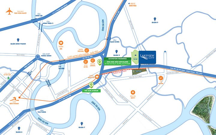 Vị trí Lakeview City Novaland Quận 2
