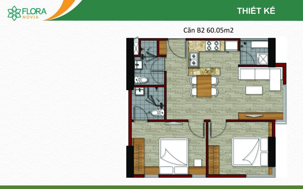 Mặt bằng căn hộ chung cư Flora Novia Thủ Đức chủ đầu tư Nam Long