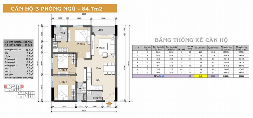 Mặt bằng căn hộ chung cư high intela quận 8