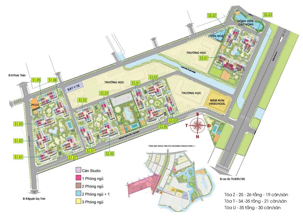 Mặt bằng phân khu The Rainbow Vinhomes Grand Park