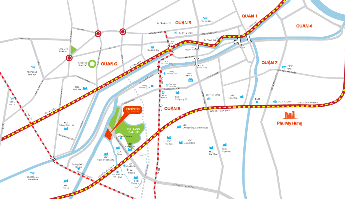Địa chỉ dự án Conic Riverside quận 8