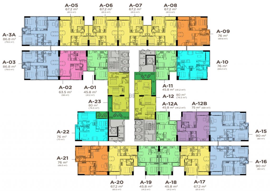 Mặt bằng tầng điển hình dự án La Partenza Nhà Bè