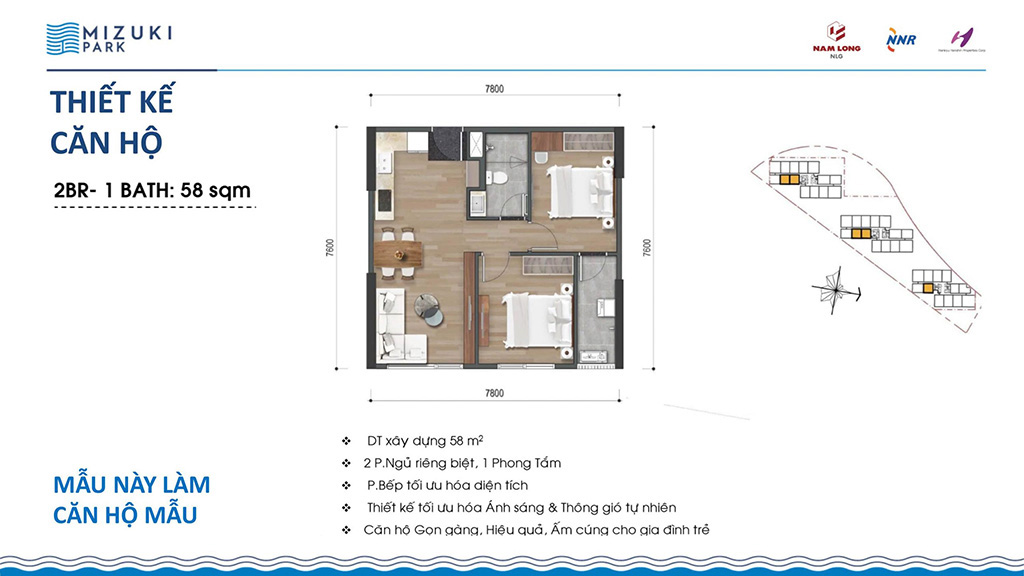 Thiết kế căn hộ chung cư Mizuki Park tháp 2