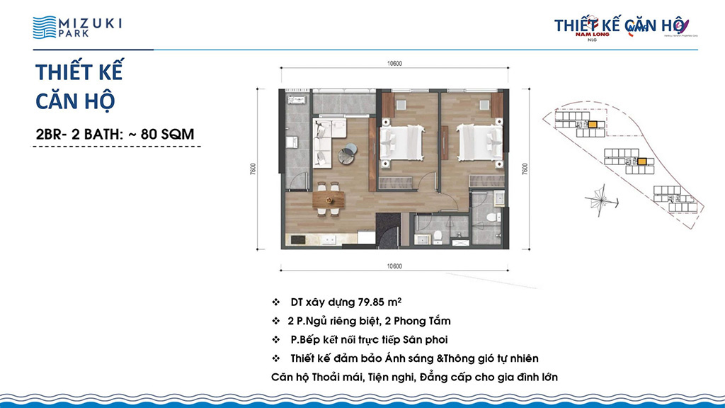 Thiết kế căn hộ chung cư Mizuki Park tháp 2 