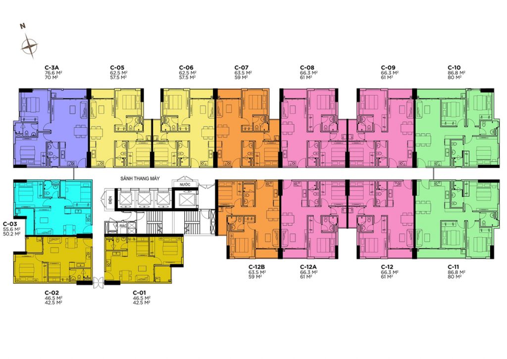 Mặt bằng tầng điển hình dự án La Partenza Nhà Bè