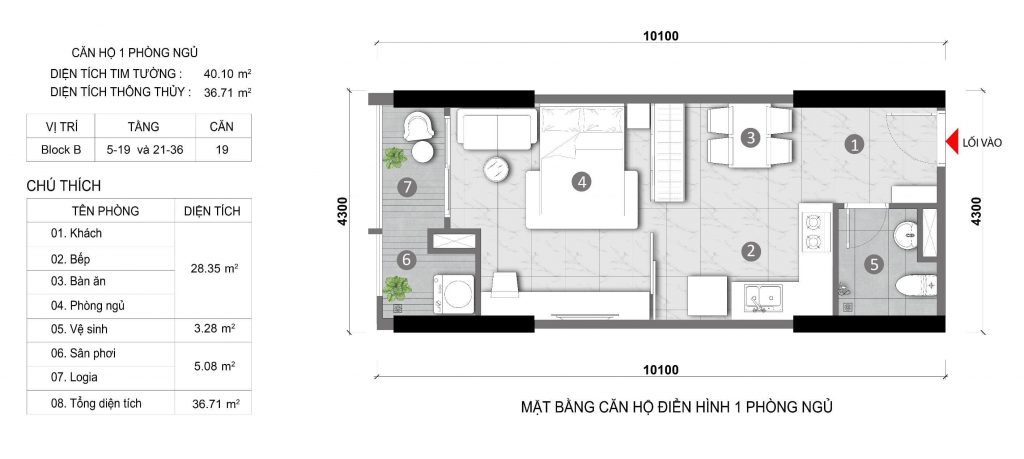 thiết kế căn hộ Opal Skyline Bình Dương