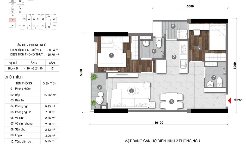 thiết kế căn hộ Opal Skyline Bình Dương