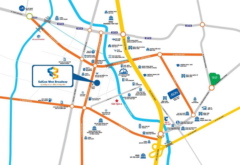 Vị trí dự án Saigon West Broadway Bình Tân