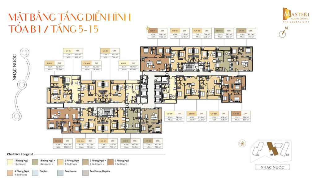 Mặt bằng thiết kế điển hình tòa tháp dự án Nexus Zone The Global City