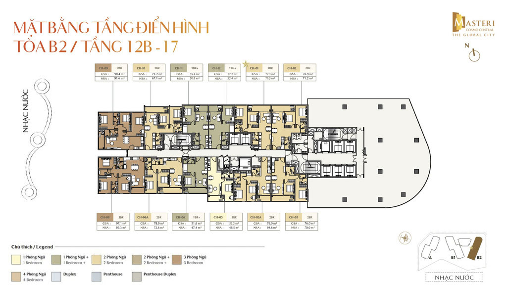 Mặt bằng thiết kế chi tiết căn hộ Nexus Zone The Global City Masterise Homes