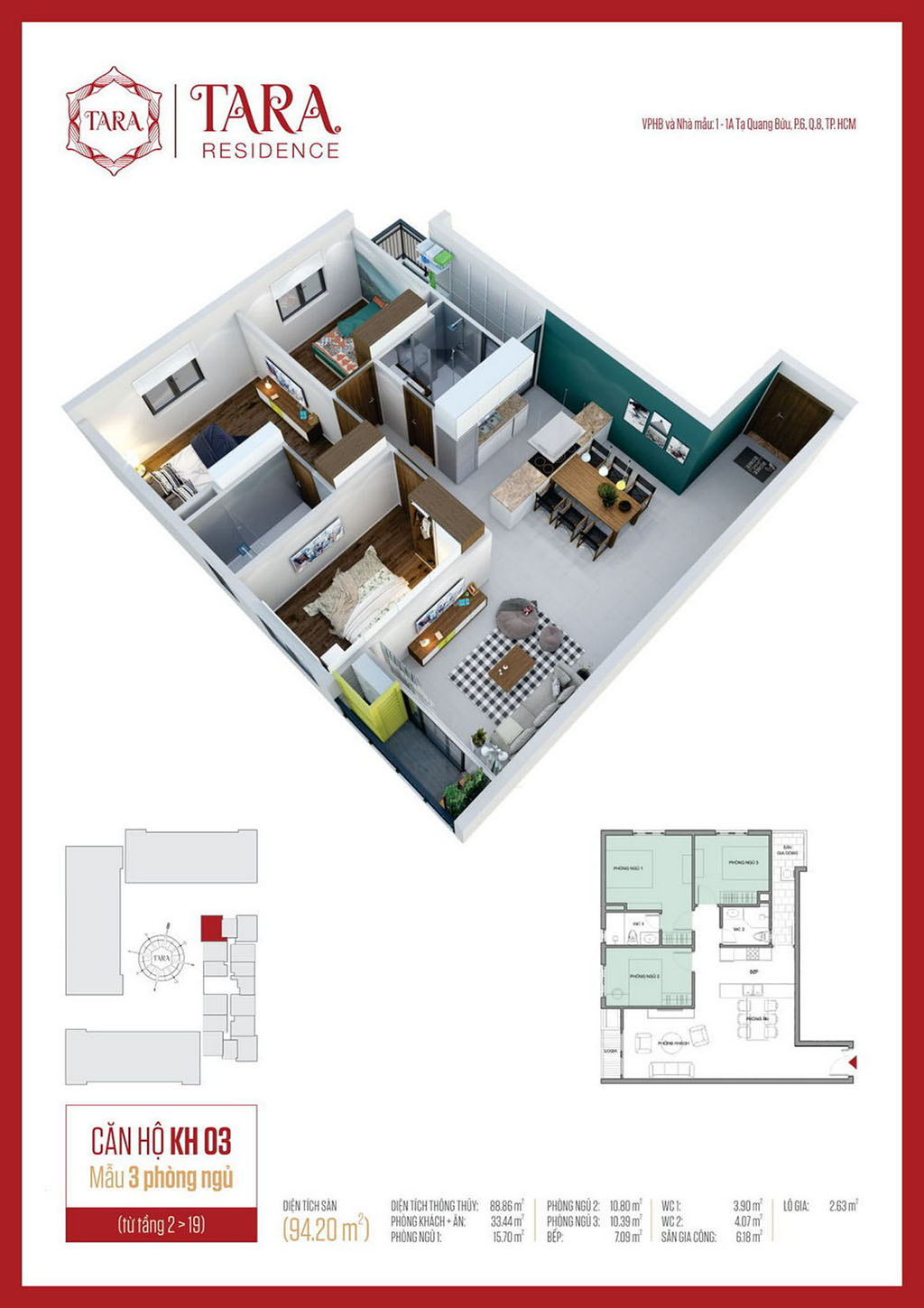 Căn hộ 3pn Thiết kế chung cư Song Ngọc