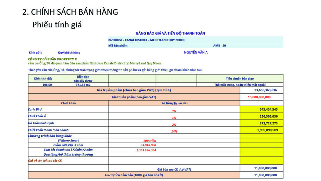 Chính sách bán hàng dự án đảo Hải Giang Merry Land Quy Nhơn