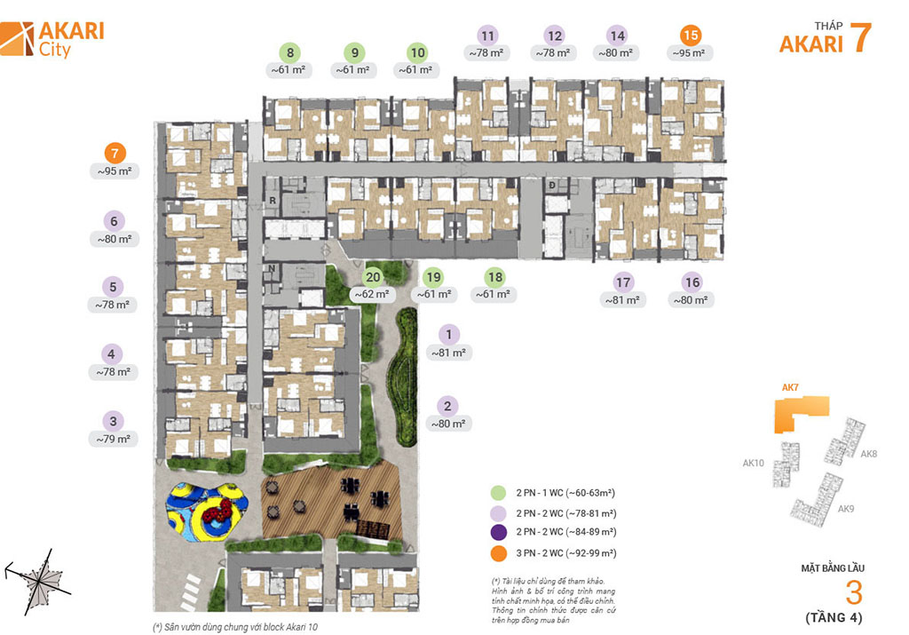 Mặt bằng điển hình căn hộ Akari City