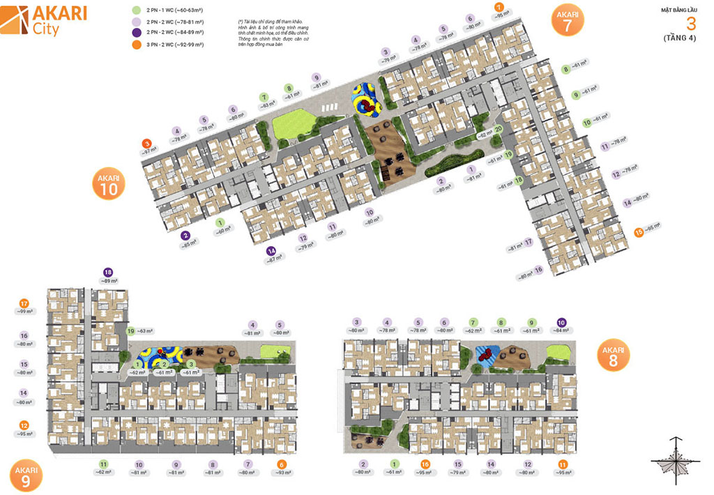 Mặt bằng điển hình căn hộ Akari City giai đoạn 2
