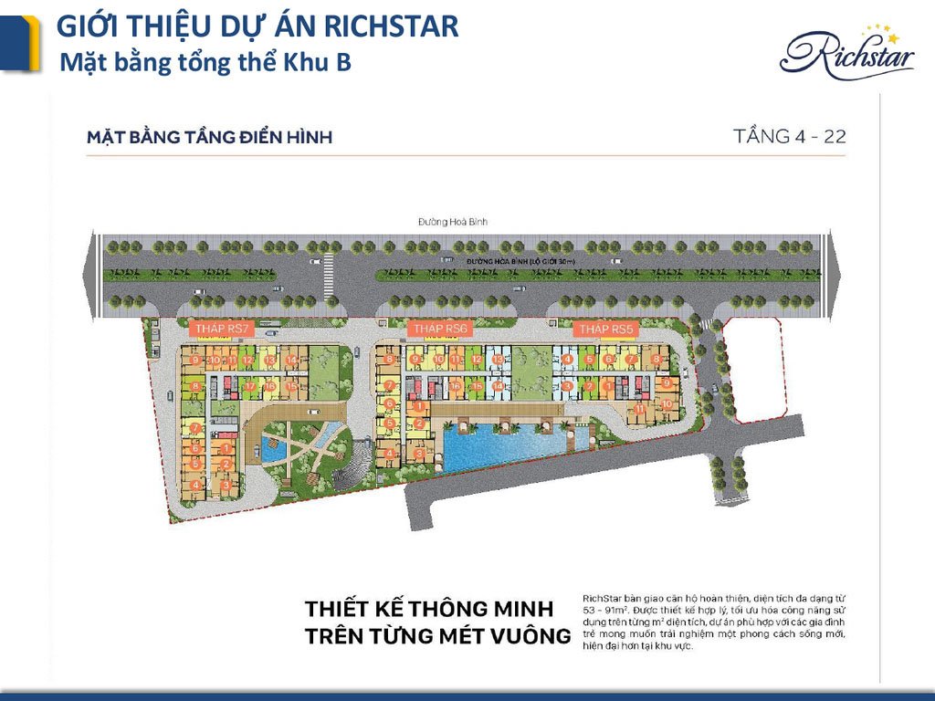 Mặt bằng căn hộ chung cư Richstar khu B