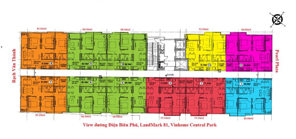 Mặt Bằng Cao ốc 152 điện Biên Phủ