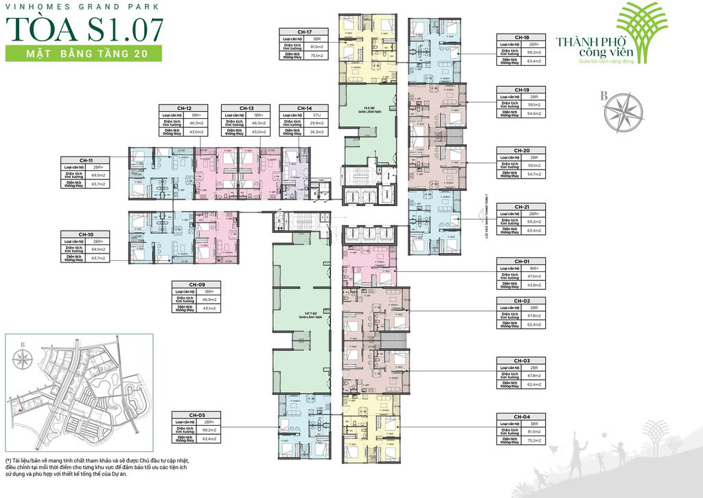 Mặt bằng phân khu The Rainbow Vinhomes Grand Park quận 9