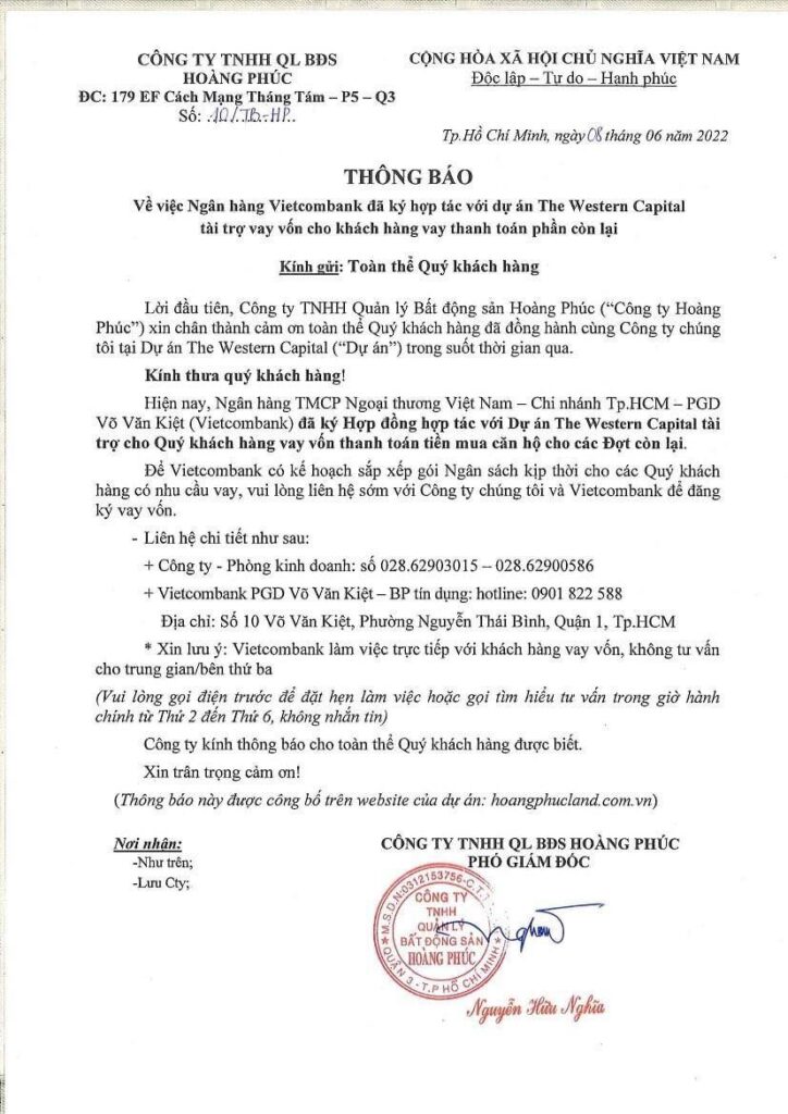 Ngân Hàng Cho Vay Căn Hộ The Western Capital Quận 6 0