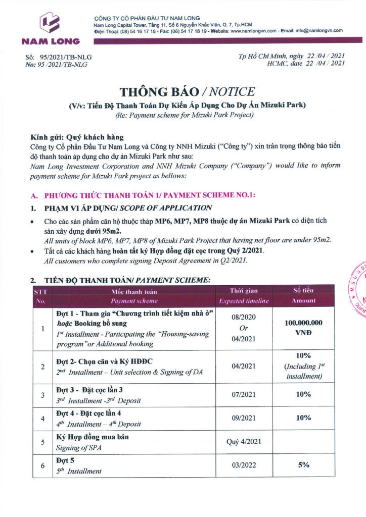 Phương Thức Thanh Toán Flora Mizuki Bình Chánh