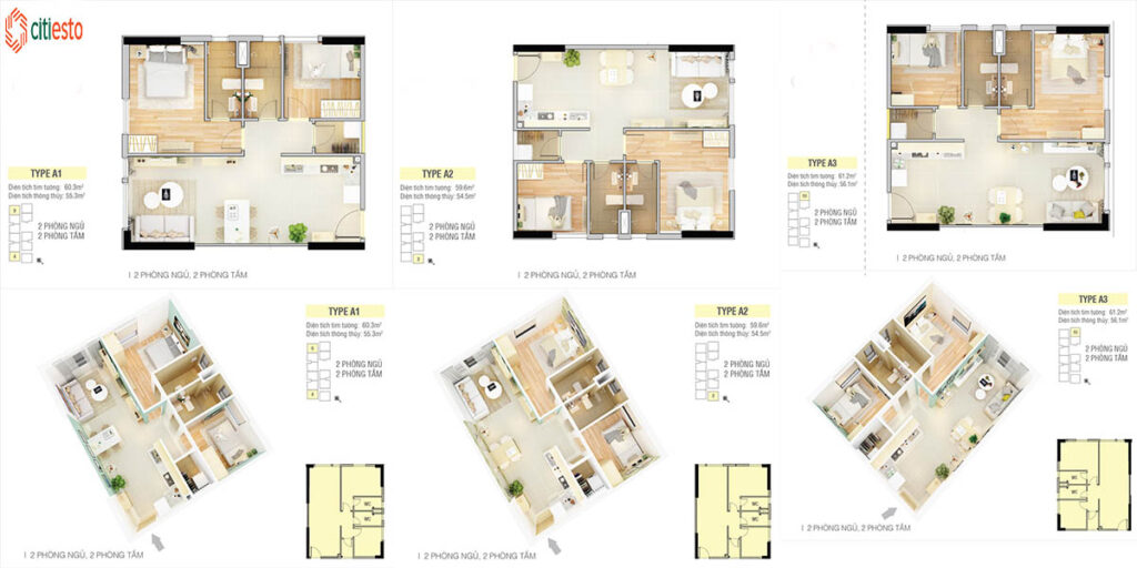 Mặt Bằng Căn Hộ A1,A2,A3 Citi Esto