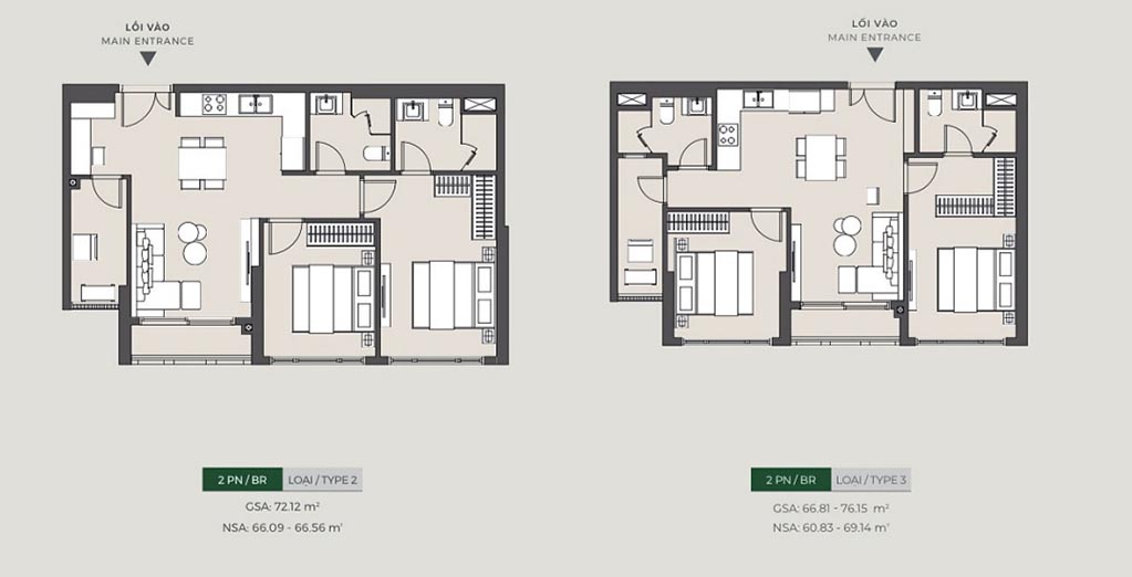 Thiết kế căn hộ 2PN Masteri Lumiere Boulevard quận 9