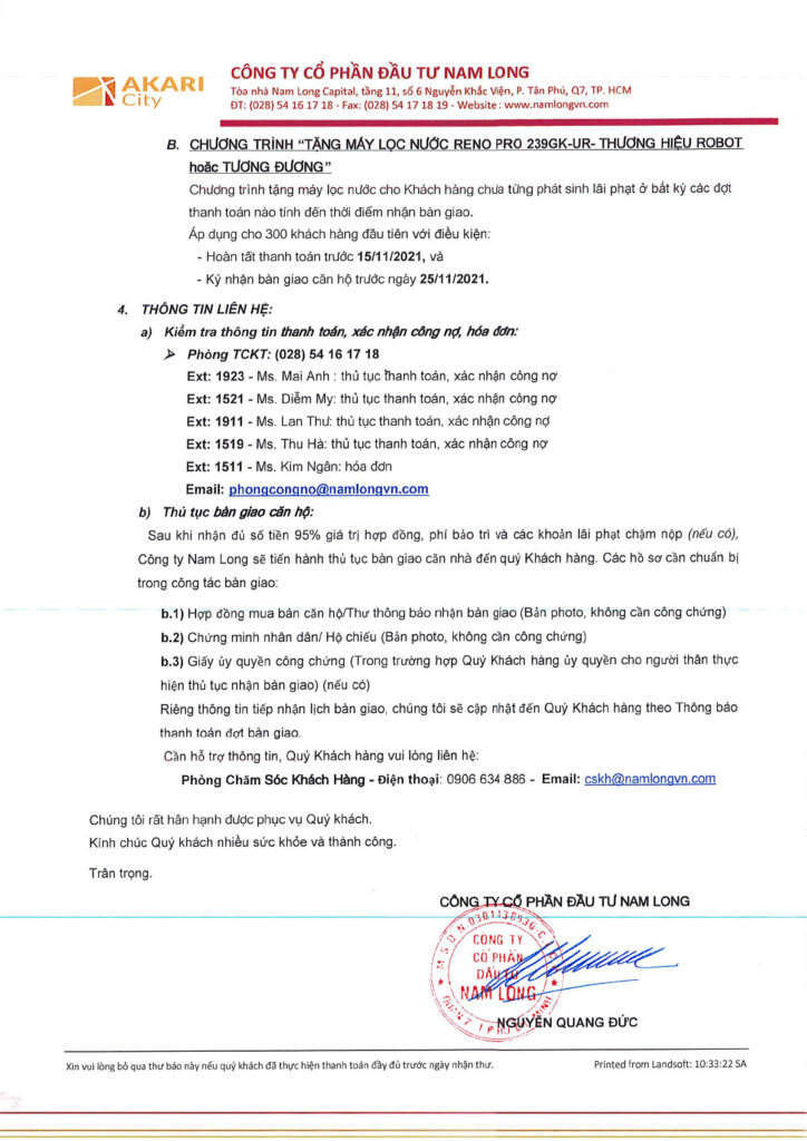 Thông Báo Bàn Giao Dự án Căn Hộ Chung Cư Akari City Bình Tân1