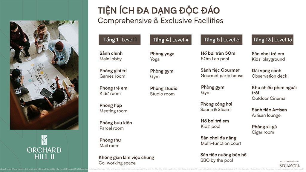 Tiện ích Căn Hộ Orchard Hill Sycamore Bình Dương Capitaland