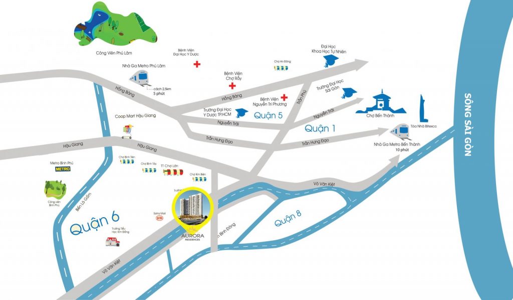 Vị Trí Căn Hộ Chung Cư Aurora Riverside Aurora Residences Quận 8 2