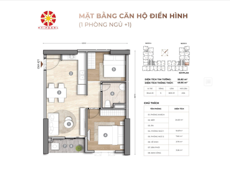 Thiết kế căn hộ HT Pearl Bình Dương