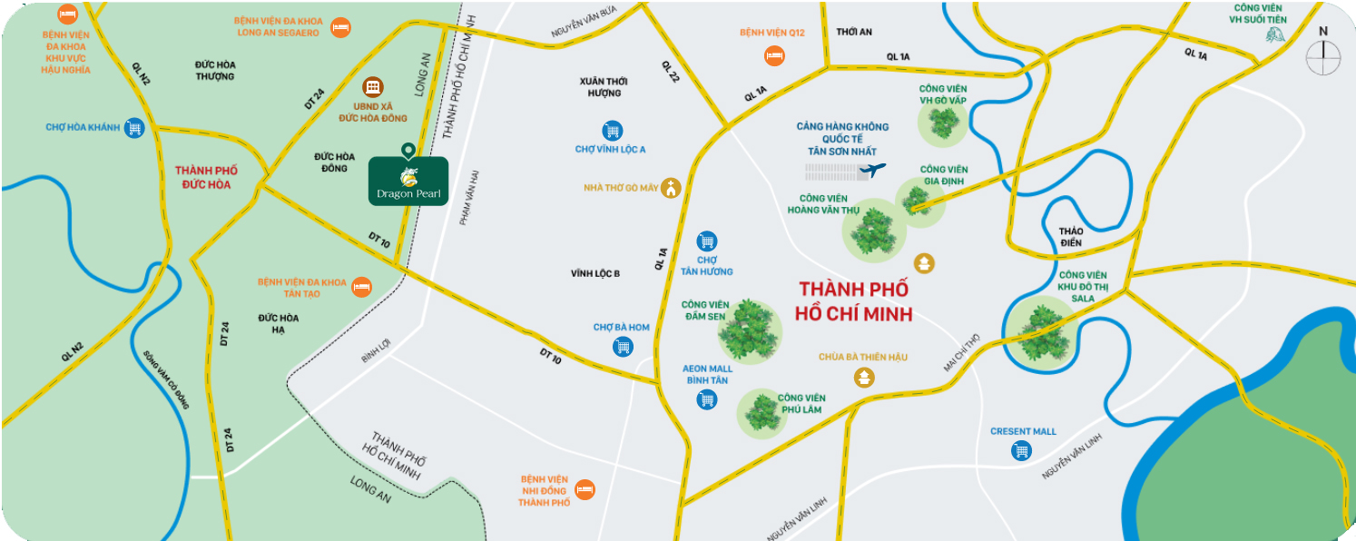 Vị trí dự án Dragon Pearl Đức Hòa Long An