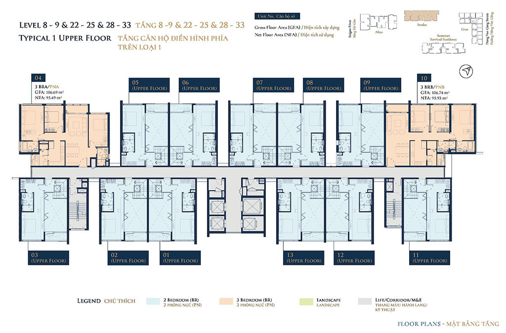 Mặt bằng Tòa Berdaz dự án căn hộ Feliz En Vista quận 2