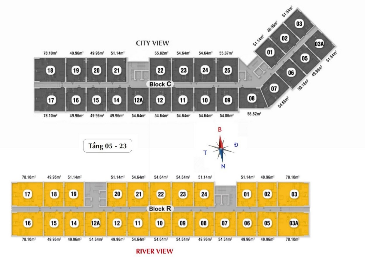 Mặt bằng tầng căn hộ điển hình Saigon intela