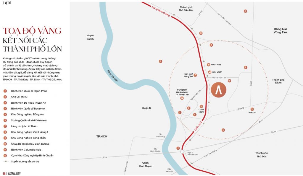 Vị trí dự án Astral City Thuận An Bình Dương