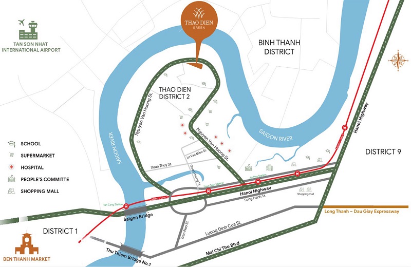 Vị trí dự án căn hộ Thảo Điền Green Residence Towers quận 2