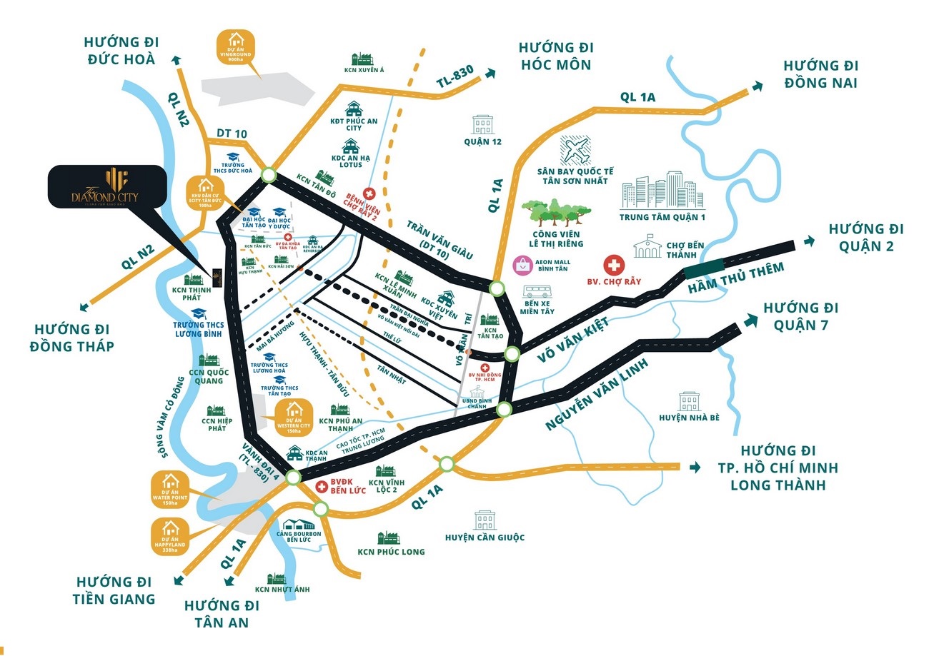 Vị Trí Dự án The Diamond City Đức Hòa.